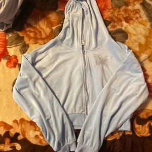 Cropped blue zip up sweater